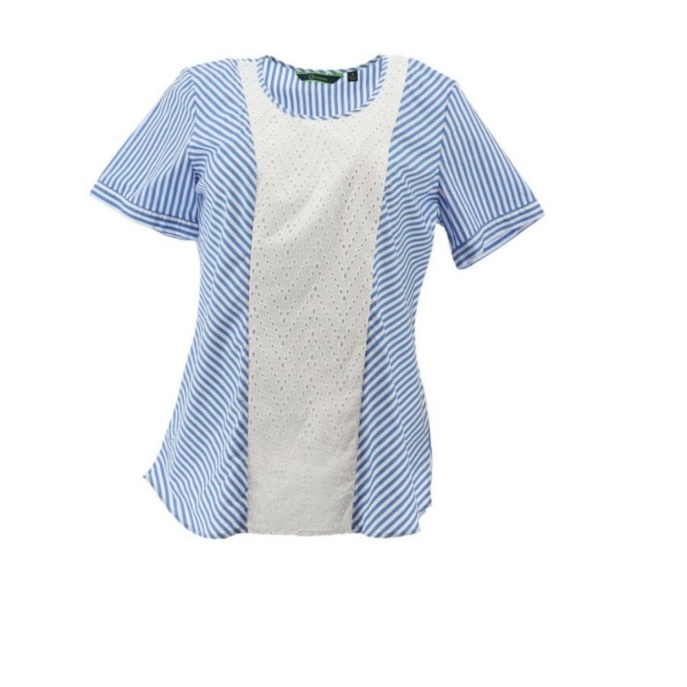 C. Wonder Short SLV Striped Top Eyelet XXS Blue